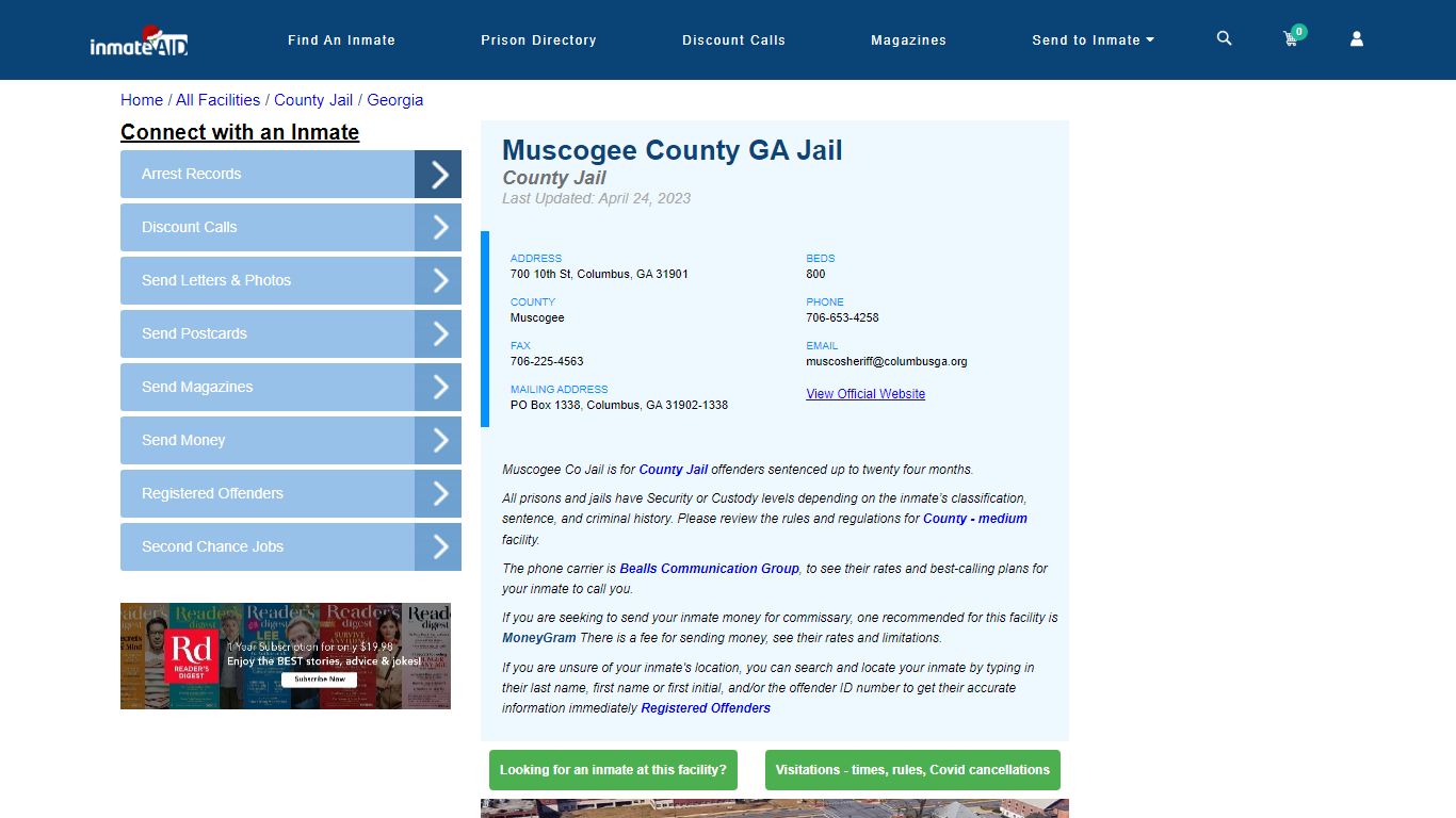 Muscogee County GA Jail - Inmate Locator - Columbus, GA